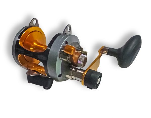 q12 2 two speed fishing reel angled profile